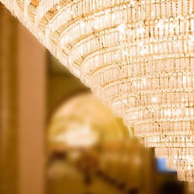 Close up of our gorgeous lobby chandelier.