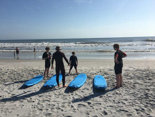 Evan instructing the boys on technique and safety.