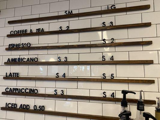 Spinning Jenny's Coffee Bar Coffee Menu