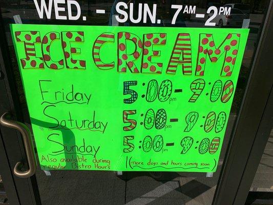 Ice Cream Shoppe Hours