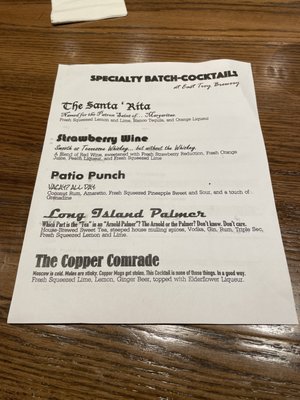 Specialty cocktails