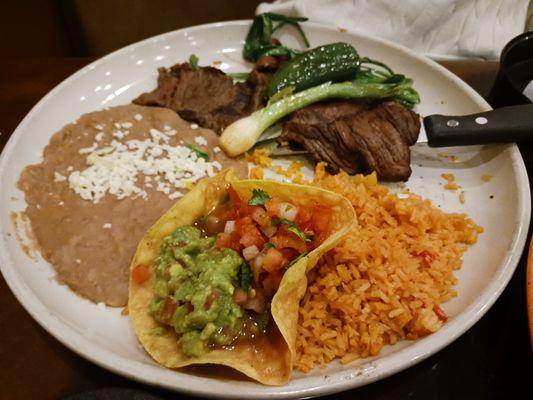 Carne Asada fajitas plate