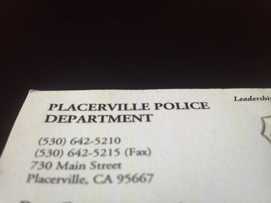 Encounter with Placerville PD Officer