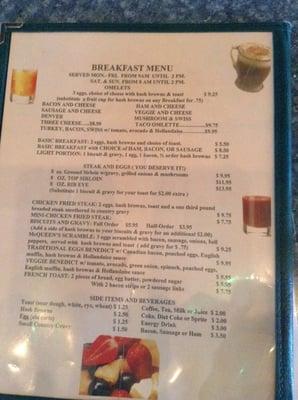 Breakfast menu ONLy