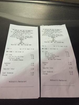 Two receipts, because they have no patience.