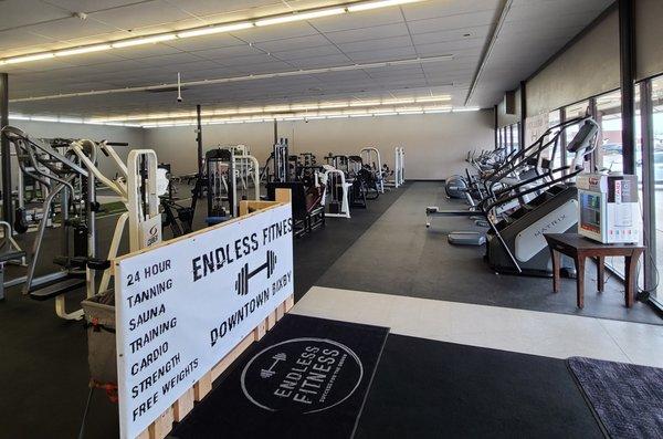 24 Hour Fitness Center with a large selection of cardio, free weights, strength equipment, 90' turf strip & more!