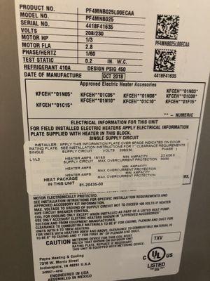 Information about my A/C