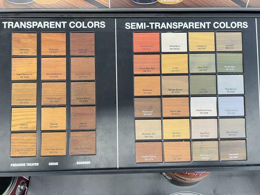 How the stains look on various woods