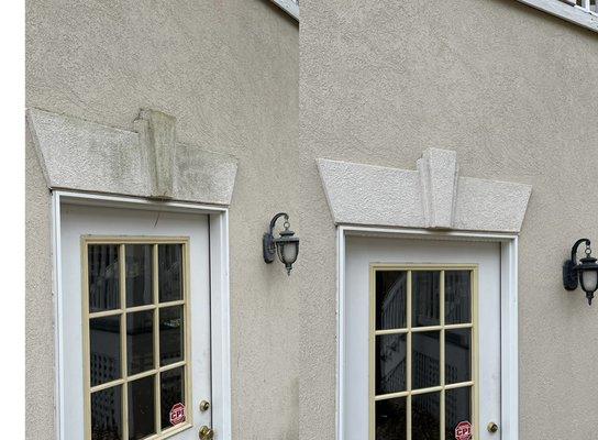 Before/after stucco soft wash Columbia