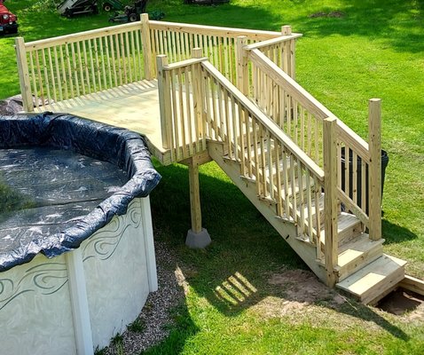 Small temporary pool decks to Large permanent decks and railings built to customers specifications