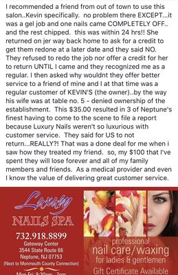 Terrible service, professionalism & nail polish!!!