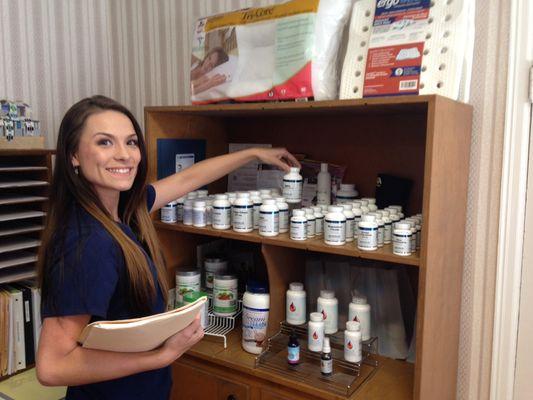 Caroline can help you pick out just the right vitamins and supplements.