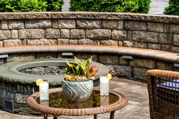 seating wall and fire pit