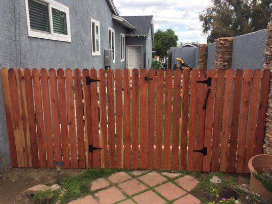 Custom built gates in redwood