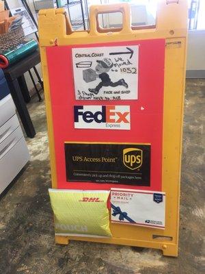 Central Coast Pack and Ship is your one stop shop for FedEx, DHL, UPS package drop site and US Postal Services.