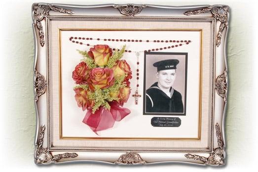 Memorial keepsake in Victorian silver frame