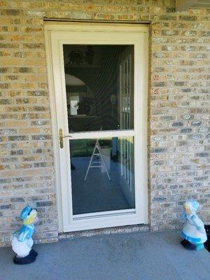 Storm door installation