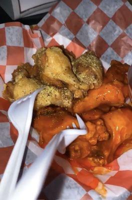 Lemon Pepper Wings and Buffalo Wings.