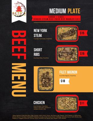 Beef Menu Medium Plate