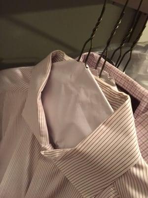 More often than not, dry cleaned shirts will come back with collars looking like this.