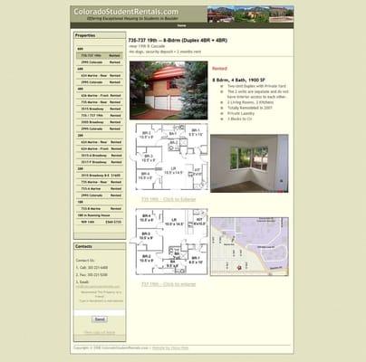 Colorado Student Rentals Website