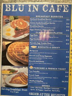 Breakfast menu