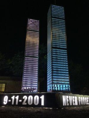 9-11 Twin Tower memorial "Never Forget"