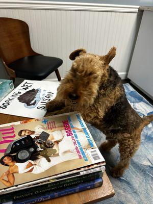 Ben reading while he waits for Dr Emily.