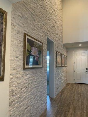 Entry way wall with stone