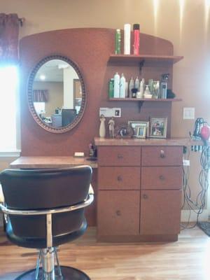 Custom built styling station at Cut Loose Salon.  All American Cabinetry, Inc.  Ocala, FL