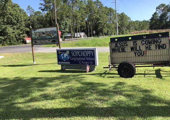 Church sign and Sopchoppy City park sign