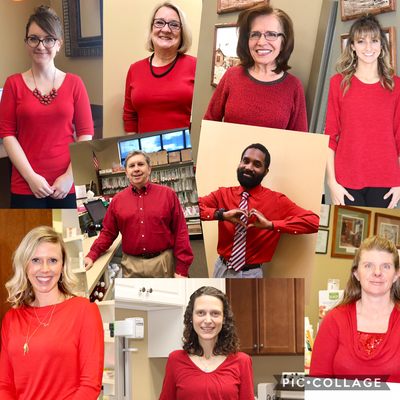 Sporting RED in the pharmacy today in support of HEART HEALTH MONTH..