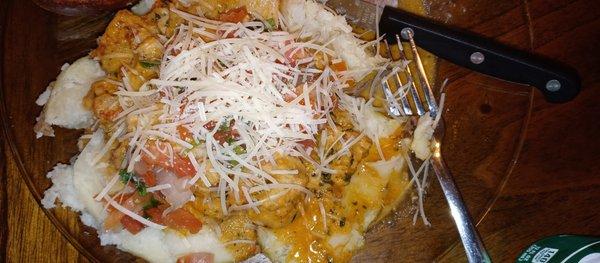 Seafood Potatoes with Bruschetta & Shredded Parmesan