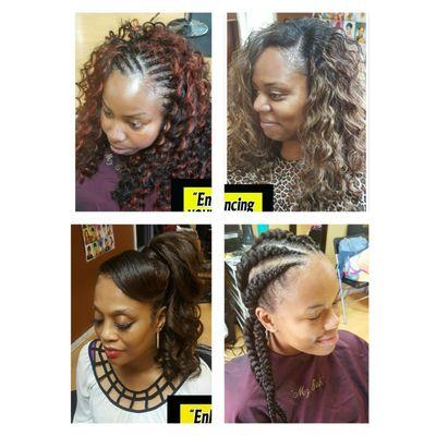 Tree Braids, SEW-N'S, ponytails and feed in braids