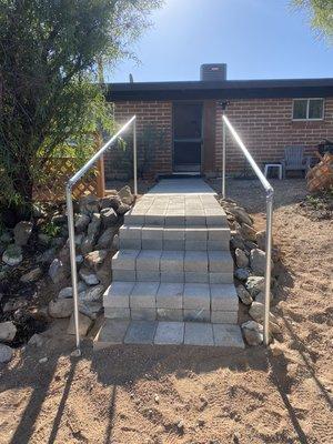 Simple steps and concrete walkway