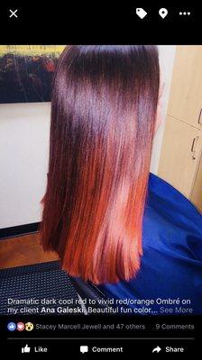 Vivid Ombré from deep red to bright orange