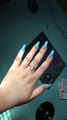 light blue butterfly nails