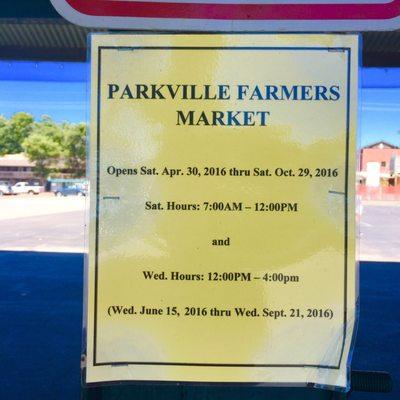 6/15-9/21'16 every Wednesday farmers market open from 1200 to 1600.