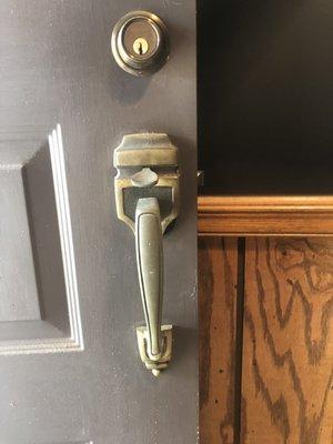 Antique entry door assembly