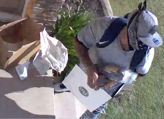 Thief alert! He's stealing mother's day gifts with our photos in it.