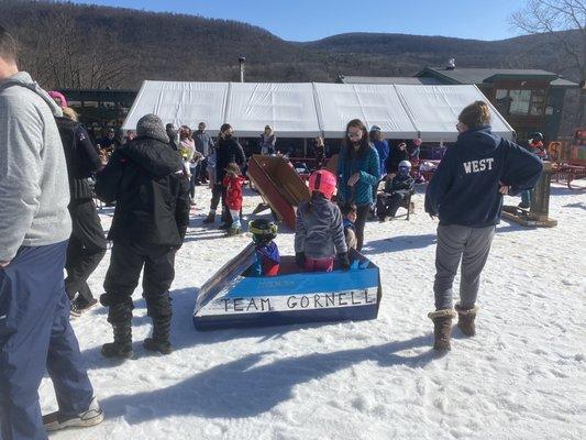 Cardboard box races during the spring festival