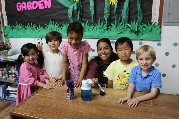 Kindergarteners have a great time with our science experiments.