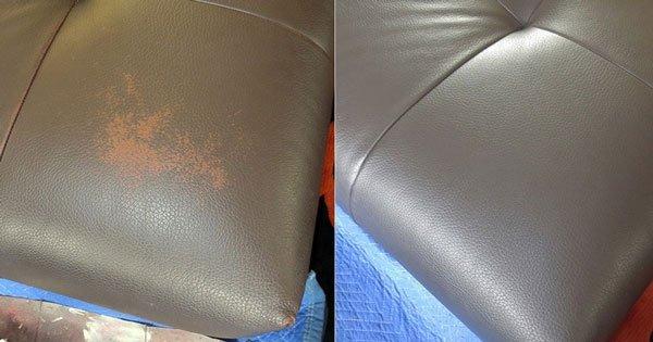 Grey color leather restoration.