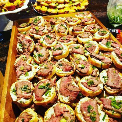 Shaved Beef and Horseradish Crostini