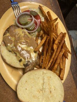 Chicken sandwich sweet potato fries