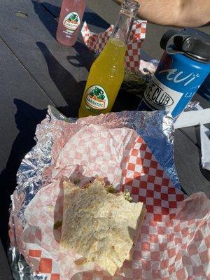 Asada burrito and I went back for a pineapple jarritos.