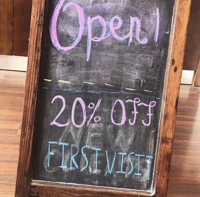 Stop in and you get 20% off your first visit!