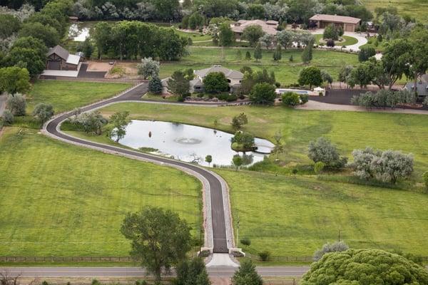 Arial view of completed driveway in Grand Junction