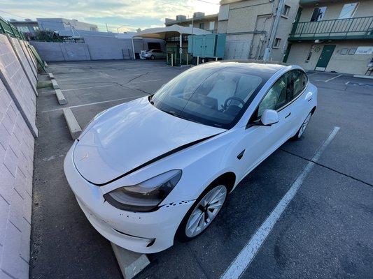 Brand new Tesla got hit in a market. We fixed it and it cost the owner $0