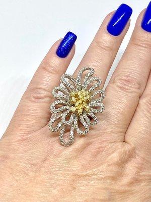 Fancy Diamond and White Gold Cocktail Ring  $3150 SOLD